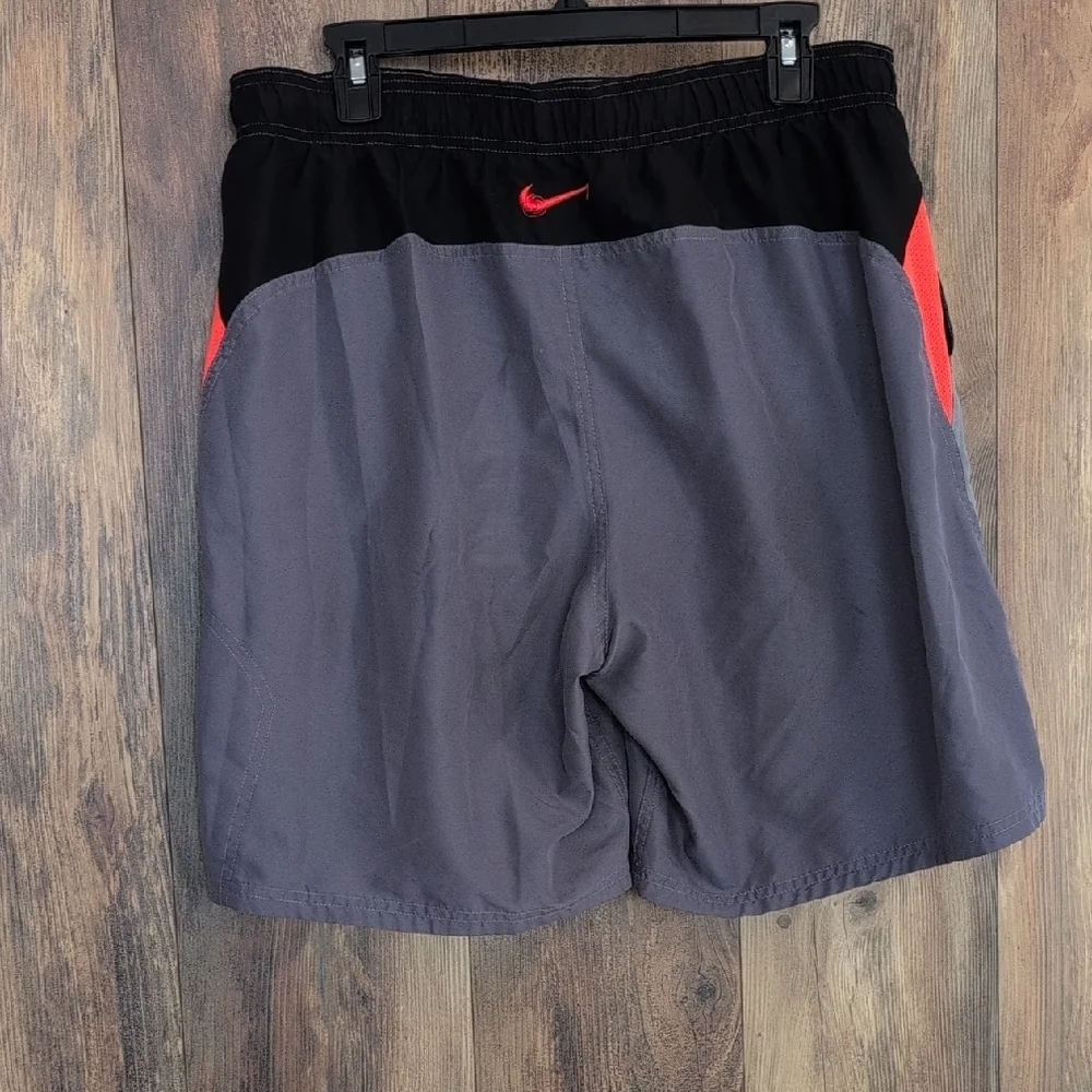 Nike Gray/Orange/Black with Lining Swim Trunks L